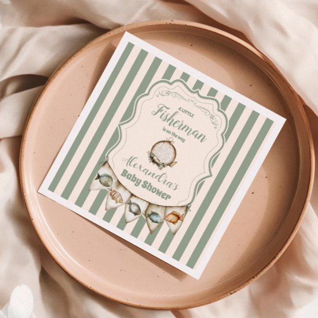 Boho Little Fisherman Fishing Baby Shower Serviette (Von Creator hochgeladen)