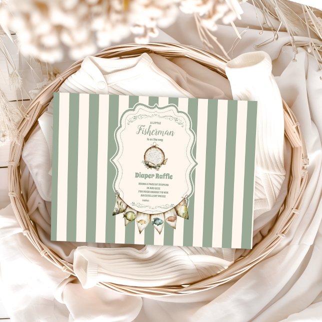 Boho Little Fisherman Fishing Diapper Raffle Begleitkarte (Von Creator hochgeladen)
