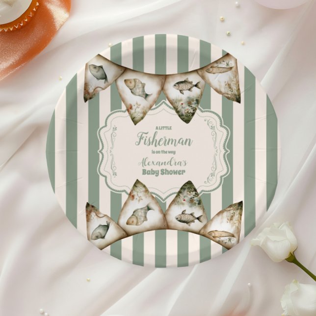 Boho Little Fisherman Fishing Pappteller (Von Creator hochgeladen)