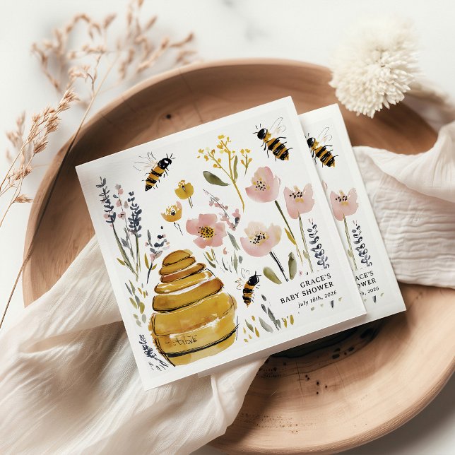 Boho Little Honey Bee Babyparty Serviette (Von Creator hochgeladen)