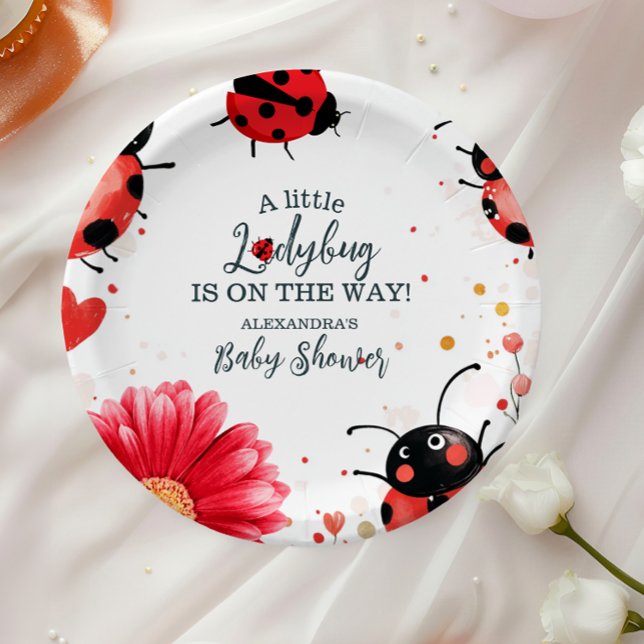 Boho Little Ladybug Baby Shower Pappteller (Von Creator hochgeladen)