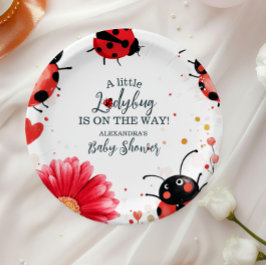 Boho Little Ladybug Babydusche Pappteller