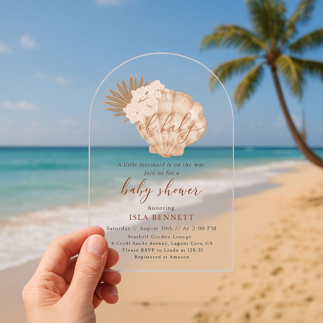 Boho Little Mermaid ist auf dem Weg zur Babydusche Acryleinladungen (Von Creator hochgeladen)