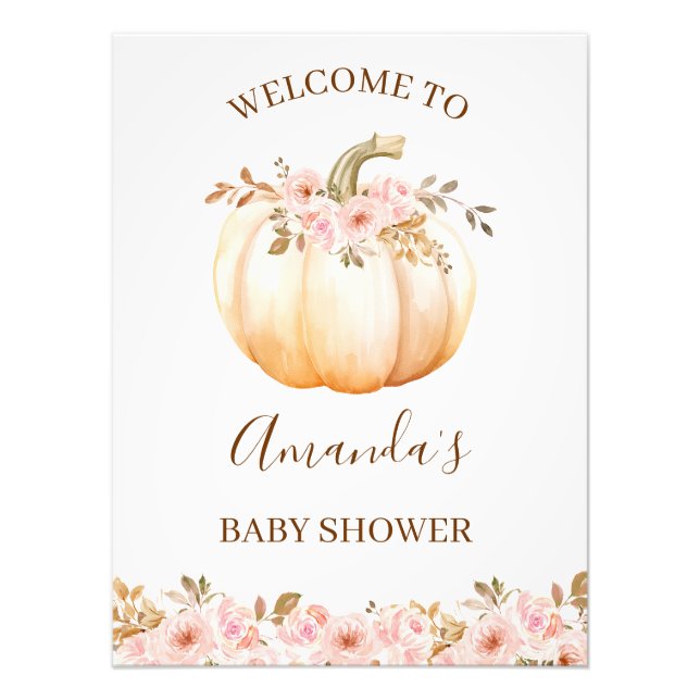 Boho Little Pumpkin Baby Dusche Begrüßungszeichen Fotodruck (Vorne)