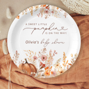 Boho Little Pumpkin Fall Wildblumen Babydusche Pappteller