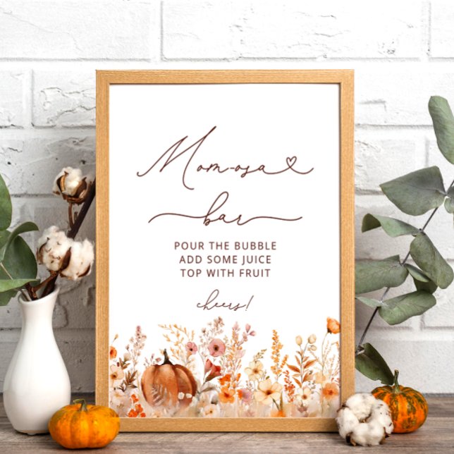 Boho Little Pumpkin Fall Wildblumen Momosa Bar Poster (Von Creator hochgeladen)
