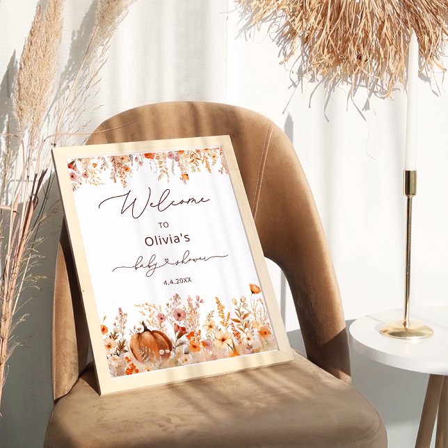 Boho Little Pumpkin Fall Wildblumen Willkommen Poster (Von Creator hochgeladen)