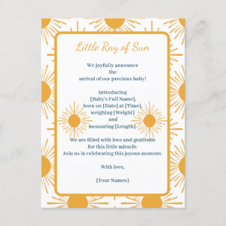 Boho Little Ray of Sun Birth Ankündigung