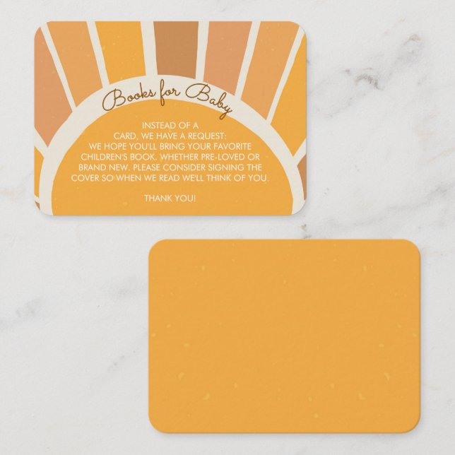 Boho Little ray of Sunshine Baby Shower Books Begleitkarte (Vorne/Hinten)