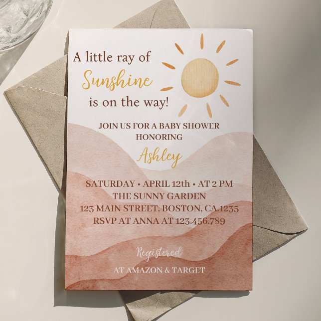 Boho Little Ray of Sunshine Baby Shower Einladung (Von Creator hochgeladen)