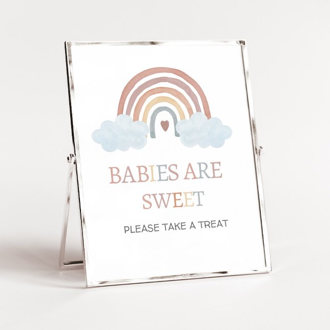 Boho Little Ray of Sunshine Babys sind süß Schild (Rainbow Baby Shower Babies are Sweet Sign)