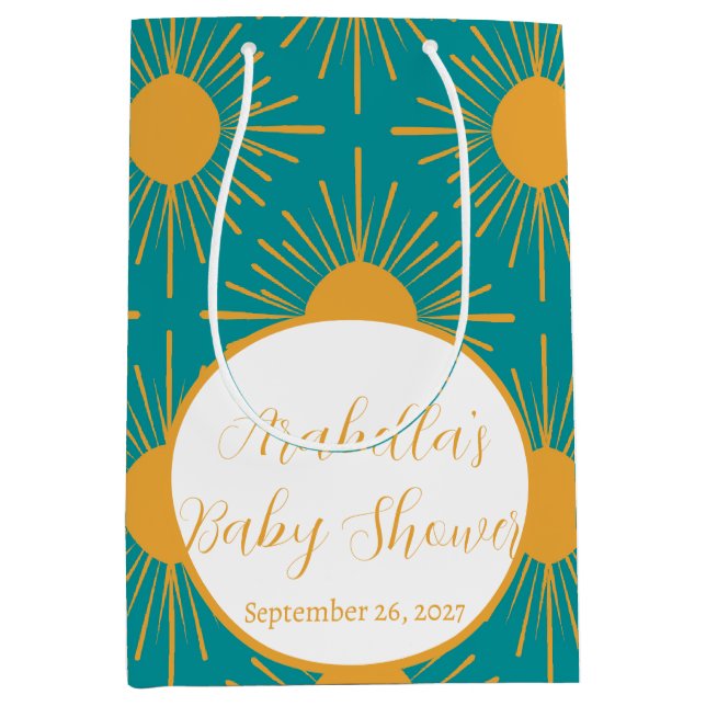 Boho Little Ray von Sun Turquoise Baby Shower Mittlere Geschenktüte (Vorderseite)