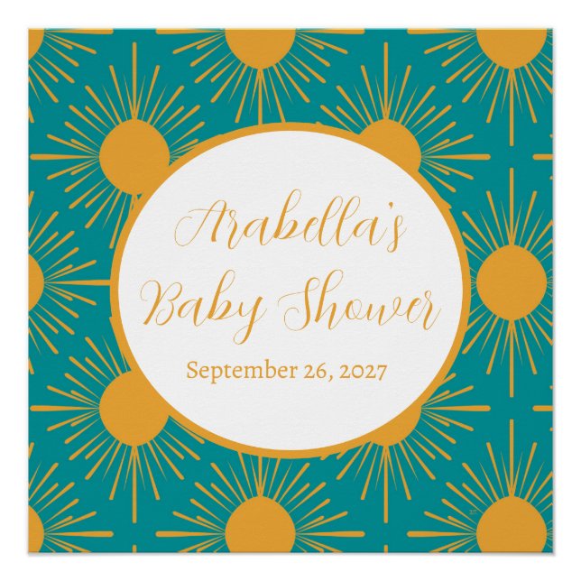 Boho Little Ray von Sun Turquoise Baby Shower Poster (Vorderseite)