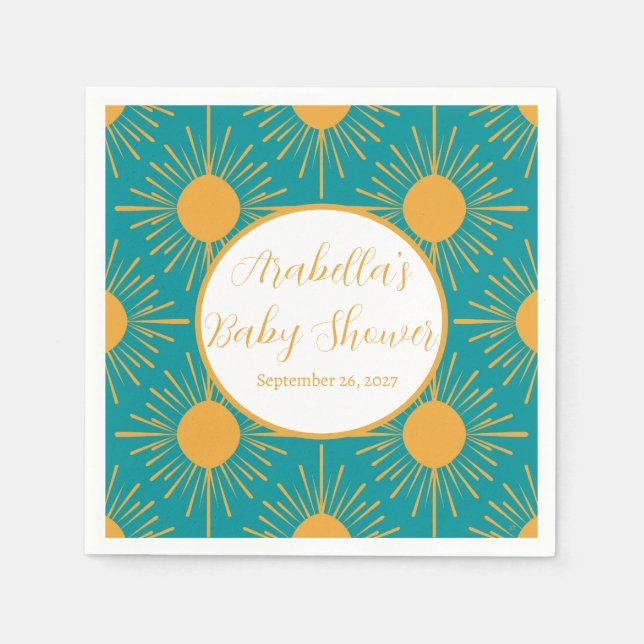 Boho Little Ray von Sun Turquoise Baby Shower Serviette (Vorderseite)