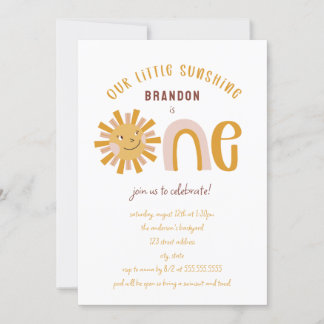 Boho Little Sunshine Erster Geburtstag Einladung