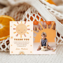 Boho Little Sunshine Geburtstags-Foto Danke, Card