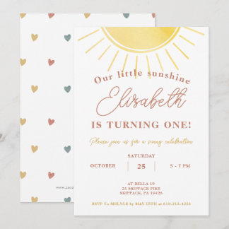Boho Little Sunshine Watercolor Geburtstag Einladung