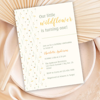 Boho Little Wildblume 1. Geburtstag Party Einladung