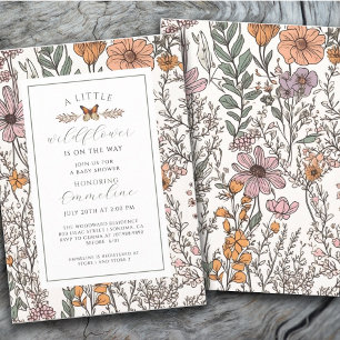 Boho Little Wildblume Girl Babydusche Einladung