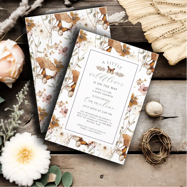 Boho Little Wildblume Girl Babydusche Einladung (Von Creator hochgeladen)