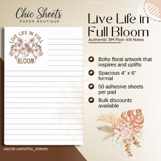 Boho Live Life in Full Bloom 3M Post-it® Notizen