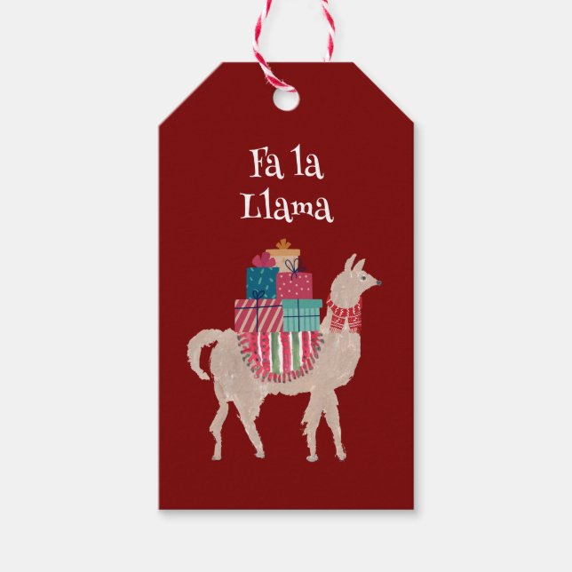 Boho Llama Alpaca Capybara Hand-Illustrierte Weihn Geschenkanhänger (Vorderseite)