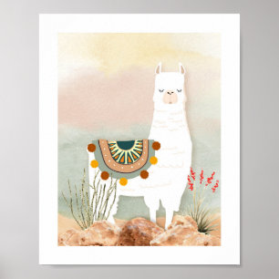 Boho Llama Kinderzimmer Poster
