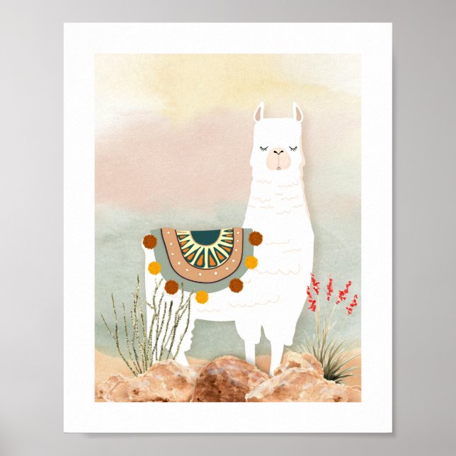 Boho Llama Kinderzimmer Poster (Vorne)