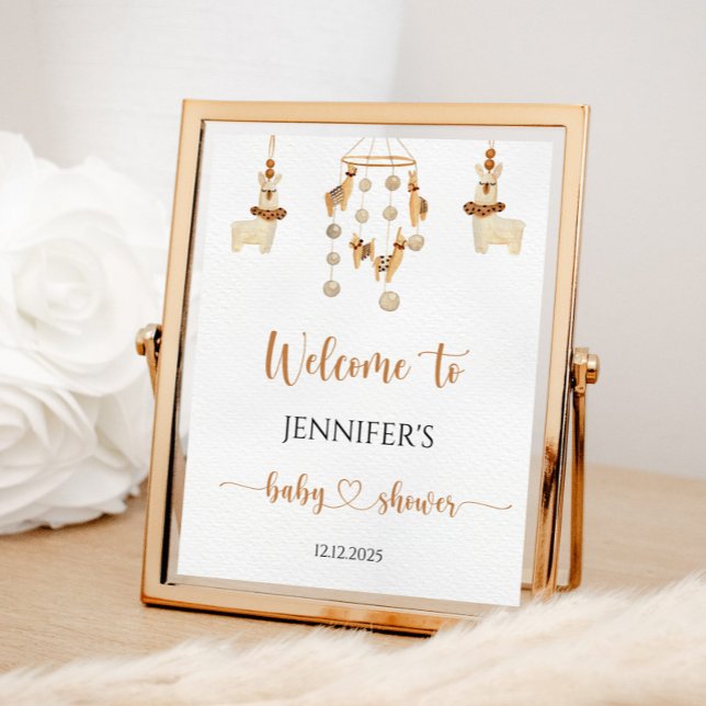 Boho Llama Mobile Babydusche Willkommen Poster (Von Creator hochgeladen)