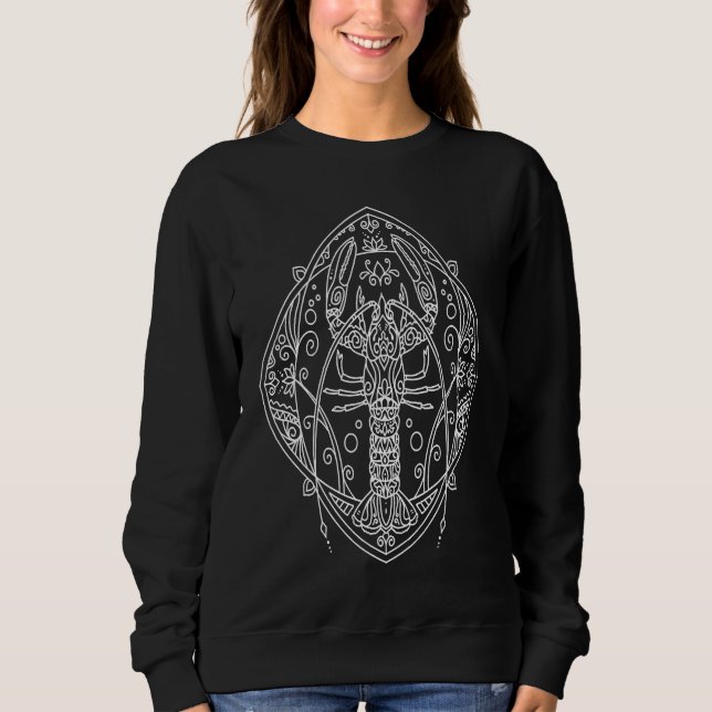 Boho Lobster Sea Life Mandala  Hippy Bohemian Spir Sweatshirt (Vorderseite)