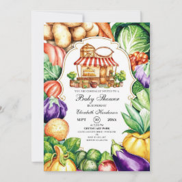 Boho Locally Grown Farmer's Market Baby Shower Einladung