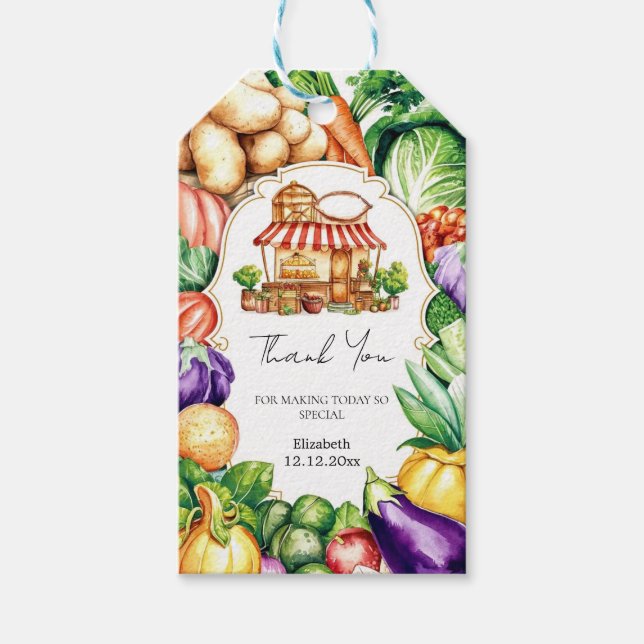 Boho Locally Grown Farmer's Market Baby Shower Geschenkanhänger (Vorderseite)