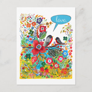 Boho Love Birds Postkarte
