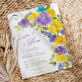 Boho love in bloom lavender floral bridal shower einladung
