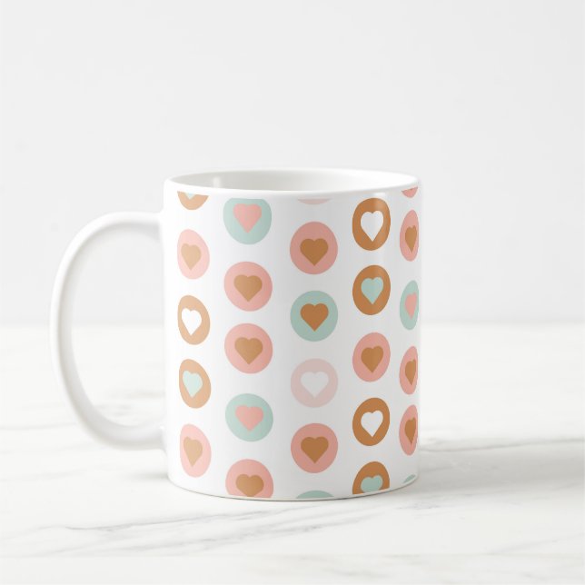 Boho Loving Hearts Liebe Valentines Colorful Kaffeetasse (Links)