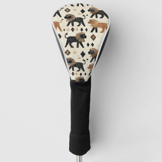 Boho-Löwen-Tribal-Safari-Muster Golf Headcover (Vorderseite)