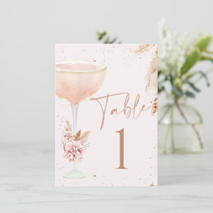 Boho Lunch Bubbly Brautparty Tischnummer Card