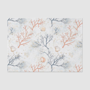 Boho Luxe Wasserfarbe Küstenkorallenmuster (2) Seidenpapier