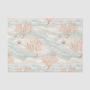 Boho Luxe Wasserfarbe Küstenkorallenmuster (3) Seidenpapier