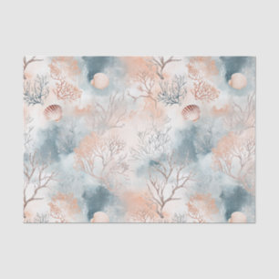Boho Luxe Wasserfarbe Küstenkorallenmuster (4) Seidenpapier