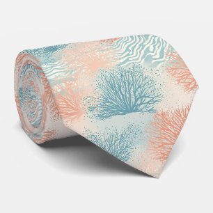 Boho Luxe Wasserfarbe Küstenkorallenmuster (5) Krawatte