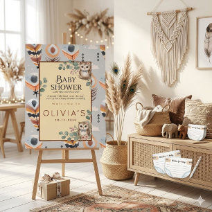 Boho-Mädchen-Eule-Baby-Party Acrylschild