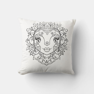 Boho-Mädchen-Mandala Kissen