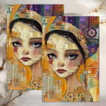 BOHO-MÄDCHEN MIXED MEDIA DECOUPAGE SEIDENPAPIER