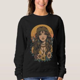Boho-Mädchen-Sweatshirt | Vintage-Ästhetik Sweatshirt