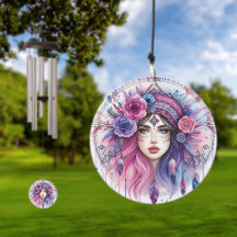 Boho-Mädchen Windspiel – KI-Kunst Federn, Boheme