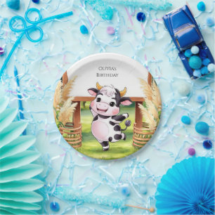 Boho Magical Cow Birthday Pappteller