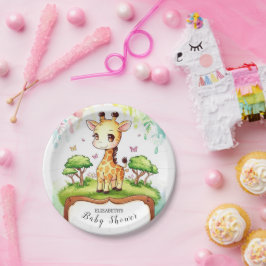 Boho Magical Giraffe Baby Shower Pappteller