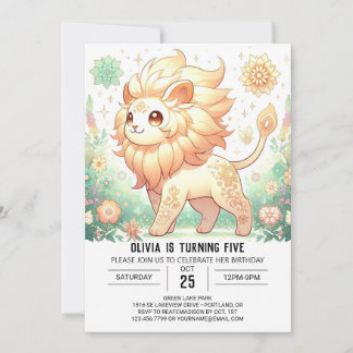 Boho Magical Lion Digital Geburtstag Einladung