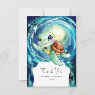 Boho Magical Ocean Turtle Baby Dusche Dankeskarte